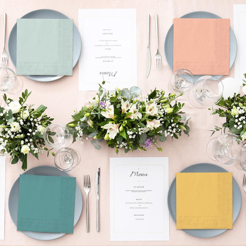 Whaline 120Pcs Warm Boho Cocktail Napkins 6 Pastel Boho Spring Color Disposable Napkins Multi-color Paper Beverage Napkins for Spring Easter Wedding Birthday Party Supplies - Image 5