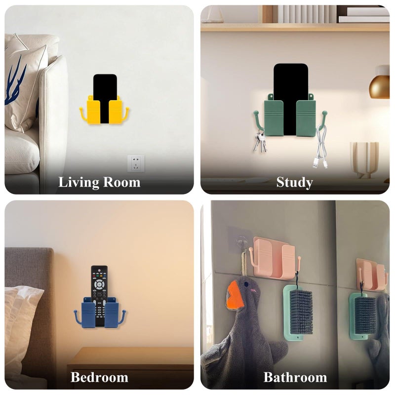 Remote Control Stand - 4 Pack Wall Mount Phone Holder for Bedroom Bathroom Office (YEIIOW) - Image 3