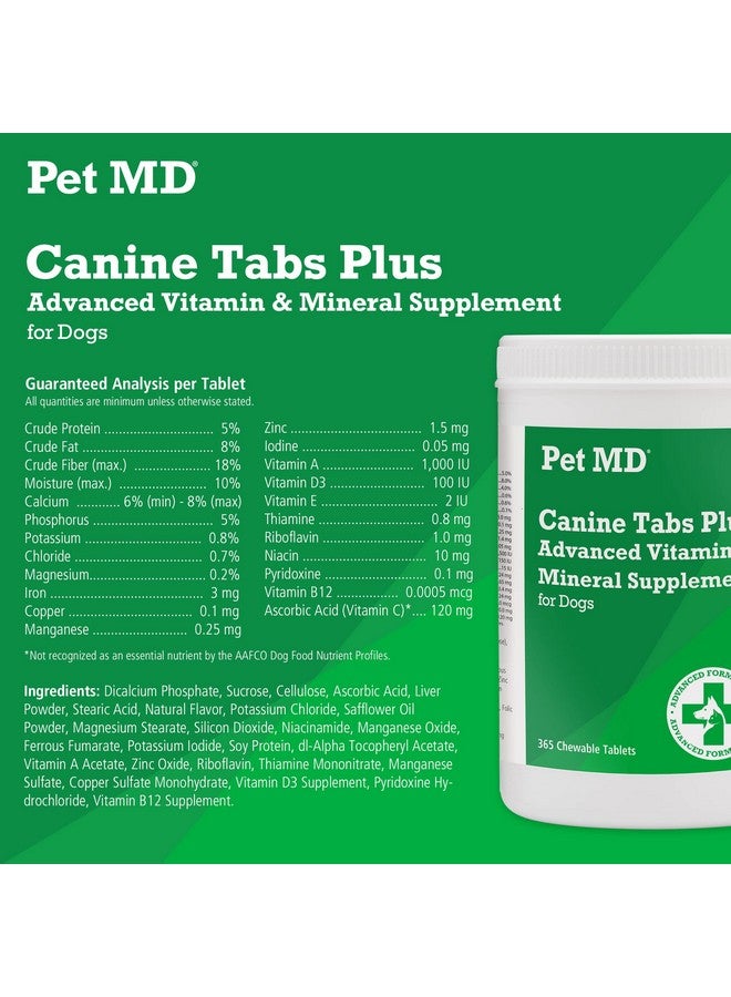 بيت إم دي Pet MD - أقراص للكلاب، ٣٦٥ قرصًا - فيتامينات متعددة متقدمة للكلاب - مكمل غذائي يومي طبيعي من الفيتامينات والمعادن - أقراص قابلة للمضغ بنكهة الكبد - Image 2