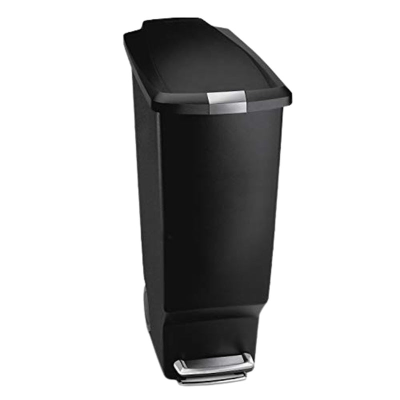 simplehuman simplehuman 40 Liter  106 Gallon Slim Kitchen Step Trash Can With Secure Slide Lock Black Plastic 