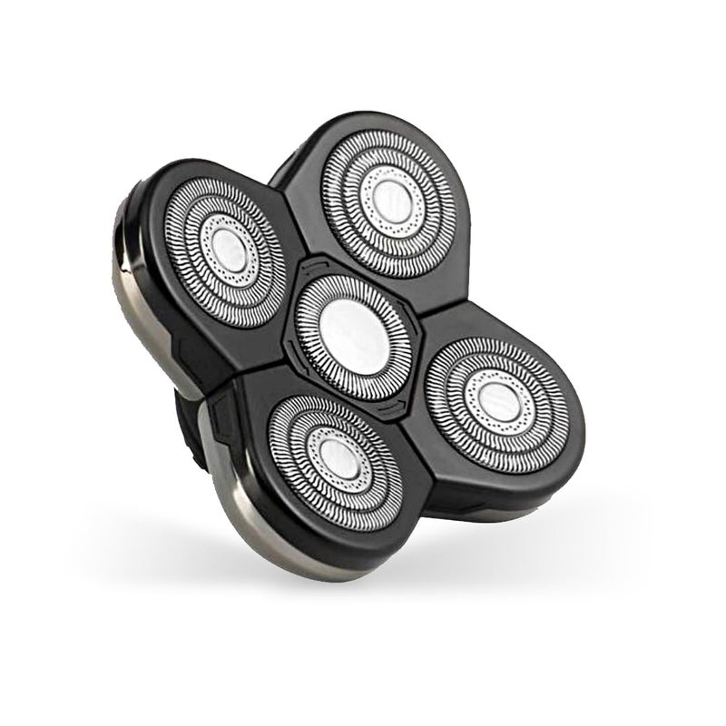 Skull Shaver Baron Replacement Shaver Head Blade - Smooth Close Shave - Wet & Dry Use - Flexible 5-Head Design - Quick Twist Lock - Universal Fit - Image 1