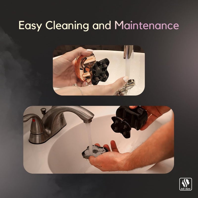 Skull Shaver Baron Replacement Shaver Head Blade - Smooth Close Shave - Wet & Dry Use - Flexible 5-Head Design - Quick Twist Lock - Universal Fit - Image 5