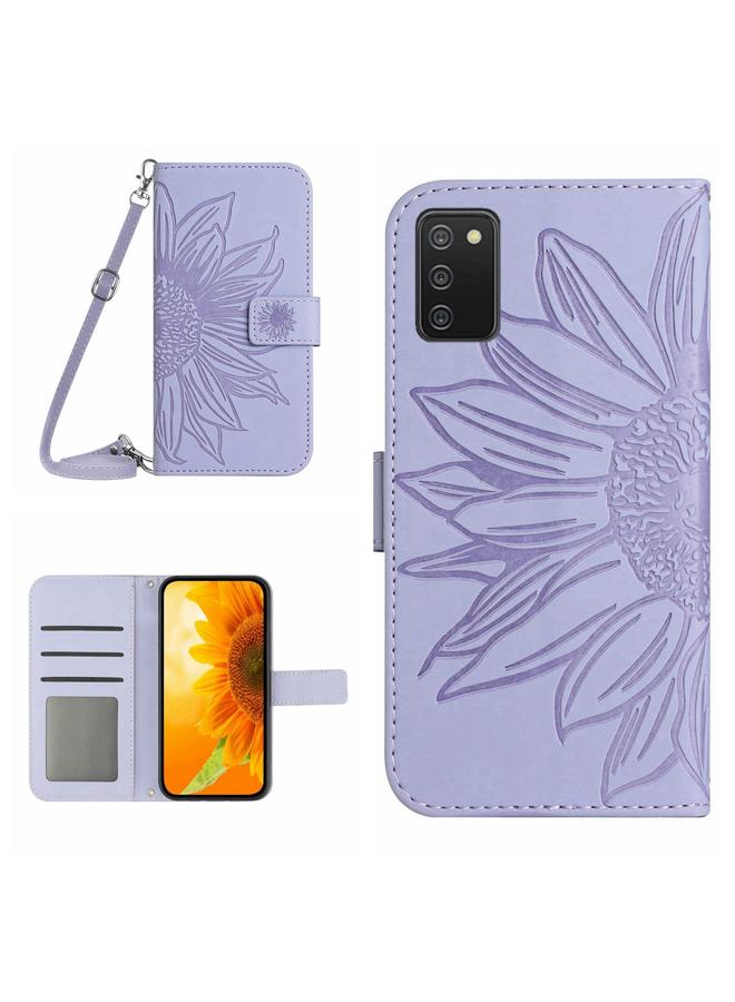 S-TOP Case For Samsung Galaxy A03S 166mm Skin Feel Sun Flower Pattern Flip Leather Phone Case with Lanyard - Image 1