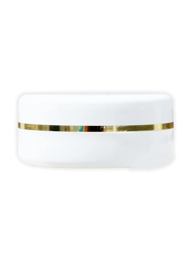 MYOC White Plastic Jar Storage Container with Dome Golden Rim Lid Portable Refillable & Reusable Cosmetic Empty Jar For Face Cream Lip Balm Lotion Gel with Inner Lid For Zero Spillage 50gm- Pack of 6 - Image 2