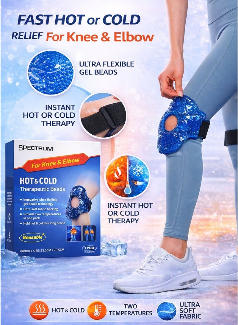 Spectrum Hot and Cold Knee & Elbow Wrap 25.5 x 20.5 cm Reusable Therapeutic Gel Bead Pack with Adjustable Compression Straps Microwave & Freezer Safe Ice Pack and Heating Pad for Joint Pain Arthritis Swelling Sprains Tendonitis Sports Injury Muscle Spasm Post Workout Recovery Support Brace - Image 2