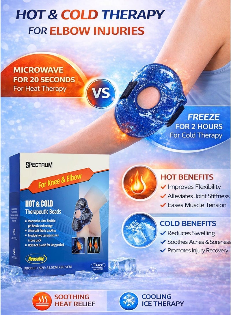 Spectrum Hot and Cold Knee & Elbow Wrap 25.5 x 20.5 cm Reusable Therapeutic Gel Bead Pack with Adjustable Compression Straps Microwave & Freezer Safe Ice Pack and Heating Pad for Joint Pain Arthritis Swelling Sprains Tendonitis Sports Injury Muscle Spasm Post Workout Recovery Support Brace - Image 5