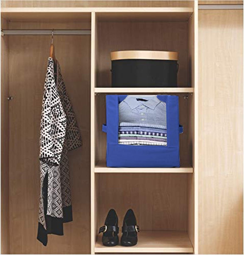 Kuber Industries NonWoven 2 Pieces Shirt Stacker Wardrobe Organizer Red Blue CTKTC022578 - Image 4