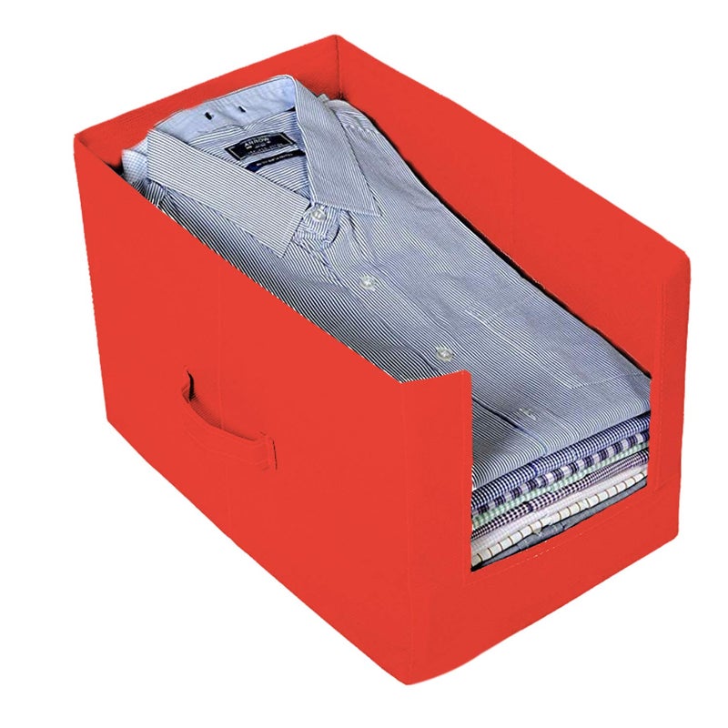 Kuber Industries NonWoven 2 Pieces Shirt Stacker Wardrobe Organizer Red Blue CTKTC022578 - Image 2