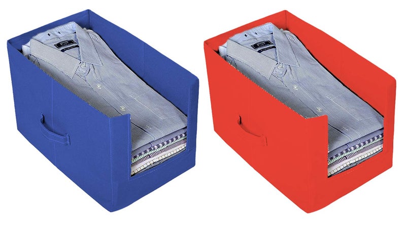 Kuber Industries NonWoven 2 Pieces Shirt Stacker Wardrobe Organizer Red Blue CTKTC022578 - Image 1