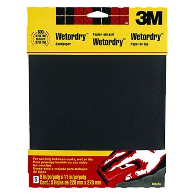 3M Wetordry Sandpaper, 5 Sheets, 9 in x 11 in, 320 Grit, Extra Fine, Use for Wet and Dry Sanding, For Sanding Between Coats of Varnish, Lacquer, Paint & Other Finishes, Waterproof Paper (9086DC-NA) - Image 4