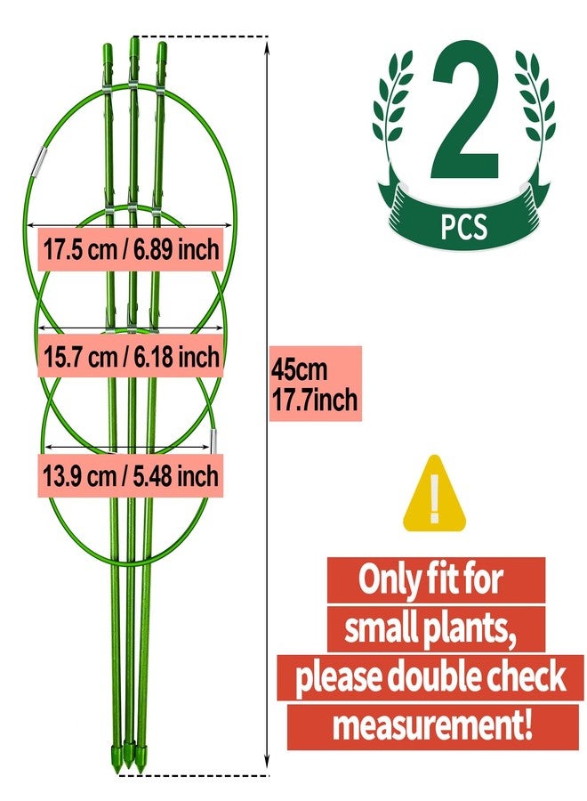 LEOBRO 2 Pack Plant Support Cage Rust Resistant Garden Plant Support Ring Plant Stake Plant Support for Tomato, Trellis, Climbing Plant, Flower, 17.7" High, 5.48"/6.18"/6.89" Inner Diameter - Image 2