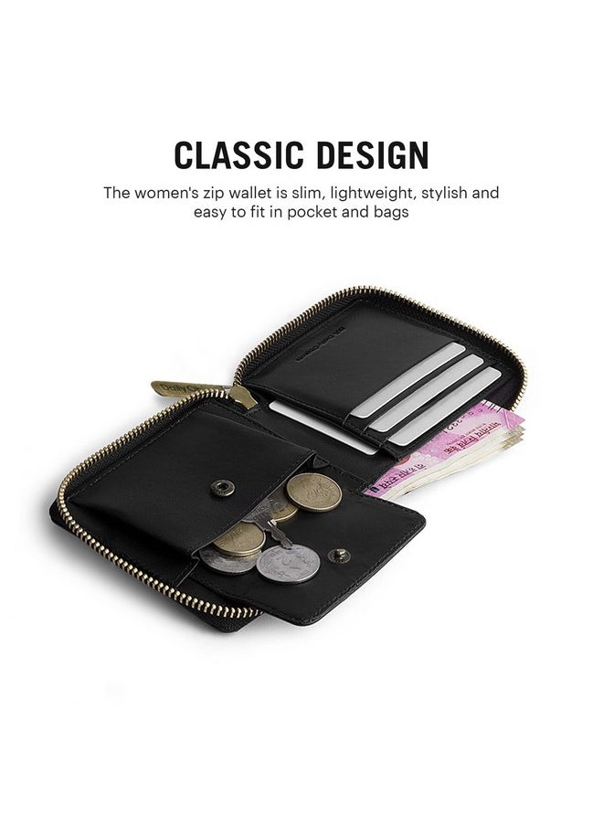 DailyObjects DailyObjects Navy Feathers Women's Zip Wallet | Made with Leather Material | Carefully Handcrafted | Holds up to 8 Cards | Slim and Easy to Fit in Pocket | Coin Pocket with Button Closure  - Image 4