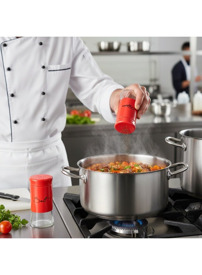 طقم ملح وفلفل من قطعتين مع غطاء للتخزين | علب توابل عملية لحفظ التوابل طازجة للاستخدام اليومي في المطبخ - لون أحمر جذاب - Image 2