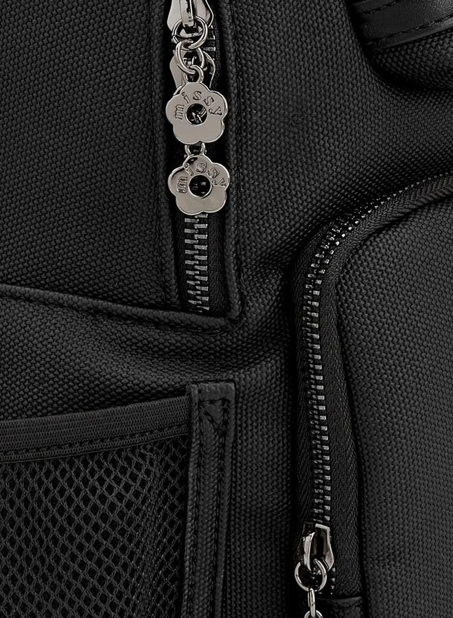 Missy BLACK Solid Backpack With Front Pocket for Women | Best Price UAE