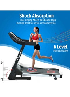 PowerMax Fitness Fitness Tam-230 (4Hp Peak) Motorised Treadmill For Home, Gym With 6 Level Manual Incline, 12 Pre-Set Programs, Max.Speed 14.8 Km/Ph, Max User Weight 110Kg,  - Image 4