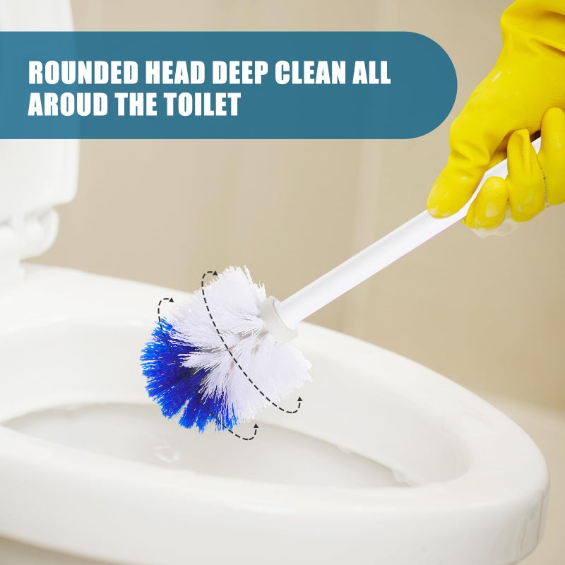 Willinglong 15 Pcs 18.5 Inch Toilet Bowl Cleaner Brush Bathroom Long Plastic Handled Cleaning Scrubber with Hook Hole Without Holder for Household Cleaning (Blue,White) - Image 3