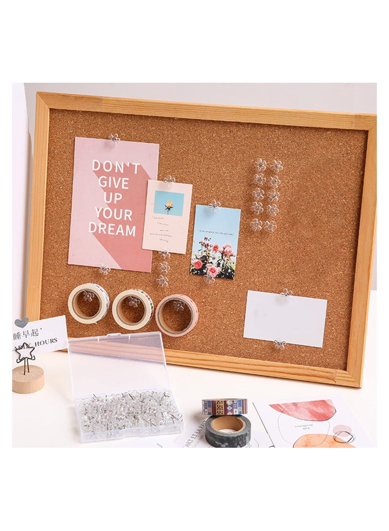 Zikra 100pcs Clear Push Pins Thumb Tacks Creative Decoration Drawing Pins Cute Flower Plastic Head Thumb Tacks Map Push Pins for Whiteboard CorkBoard Bulletin Board Photo Wall Map - Image 3