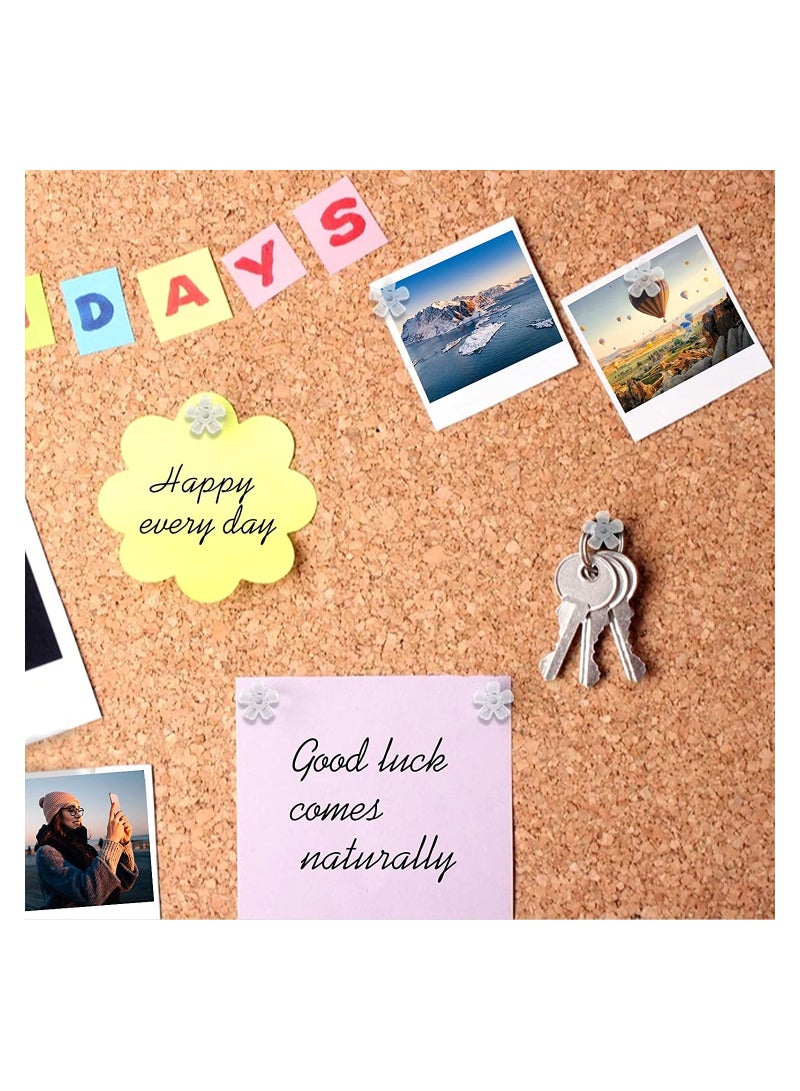 Zikra 100pcs Clear Push Pins Thumb Tacks Creative Decoration Drawing Pins Cute Flower Plastic Head Thumb Tacks Map Push Pins for Whiteboard CorkBoard Bulletin Board Photo Wall Map - Image 2