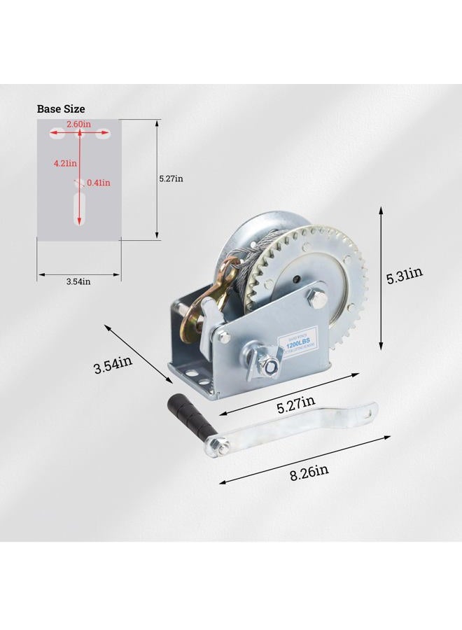 LFGUD Hand Winch Boat Trailer Winch 1200lbs Heavy Duty Hook with 33ft Steel Cable Hand Crank Winch, Two Way Ratchet Boat Winch for Trailer Truck ATV Boat Marine - Image 3