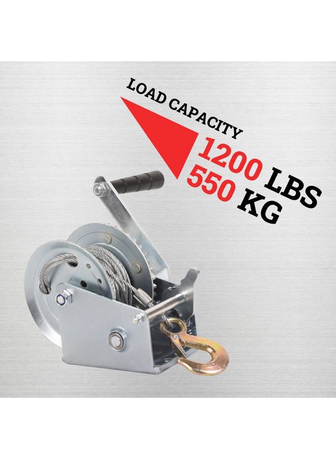LFGUD Hand Winch Boat Trailer Winch 1200lbs Heavy Duty Hook with 33ft Steel Cable Hand Crank Winch, Two Way Ratchet Boat Winch for Trailer Truck ATV Boat Marine - Image 2