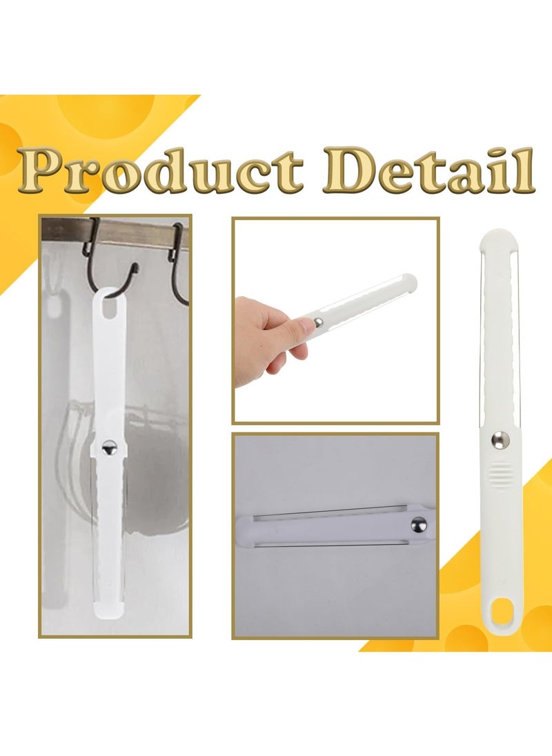 KASTWAVE - 3 Pcs Cheese Slicer White Cheese Wire Cheese Cutter with Soft Handle Portable Block Cheese Slicer Multifunctional Butter Curler Tool Cheese Slicers for Hard and Semi-Hard - Image 1