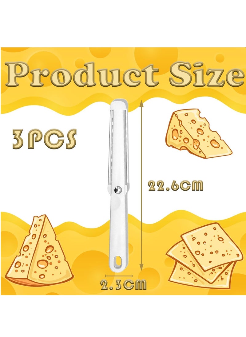 KASTWAVE - 3 Pcs Cheese Slicer White Cheese Wire Cheese Cutter with Soft Handle Portable Block Cheese Slicer Multifunctional Butter Curler Tool Cheese Slicers for Hard and Semi-Hard - Image 1