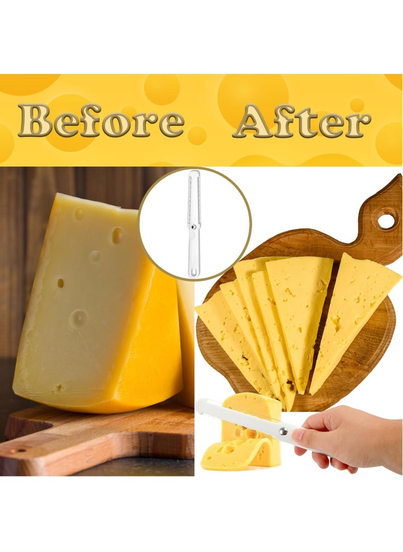 KASTWAVE - 3 Pcs Cheese Slicer White Cheese Wire Cheese Cutter with Soft Handle Portable Block Cheese Slicer Multifunctional Butter Curler Tool Cheese Slicers for Hard and Semi-Hard - Image 1