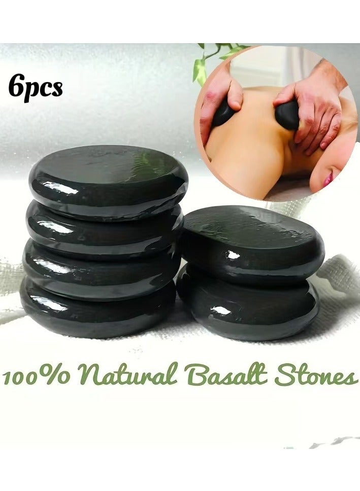 Generic Massage Stone Massage Essential Hot Stones, 6 Pieces Different Size Hot Stone Massage Set Hot Stone Massage Stones for Professional or Home Spa, Foot Warmer, Relaxation, Therapy, Pain Relief  - Image 1