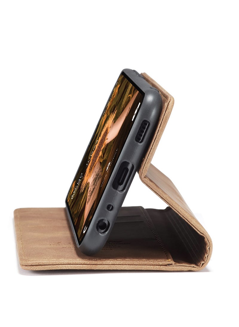 CaseMe Samsung Galaxy A23/M23 Case Wallet Case Book Folding Flip Folio Case with Magnetic Kickstand Card Slots Protective Cover - Brown - Image 3