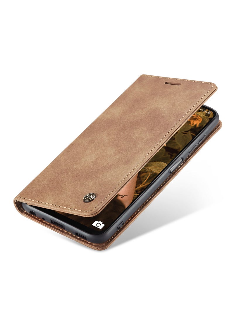 CaseMe Samsung Galaxy A23/M23 Case Wallet Case Book Folding Flip Folio Case with Magnetic Kickstand Card Slots Protective Cover - Brown - Image 4