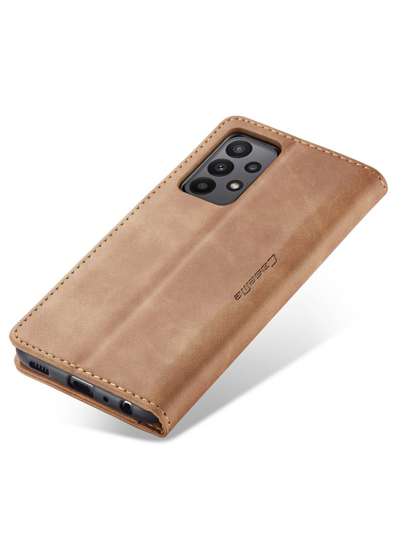 CaseMe Samsung Galaxy A23/M23 Case Wallet Case Book Folding Flip Folio Case with Magnetic Kickstand Card Slots Protective Cover - Brown - Image 5