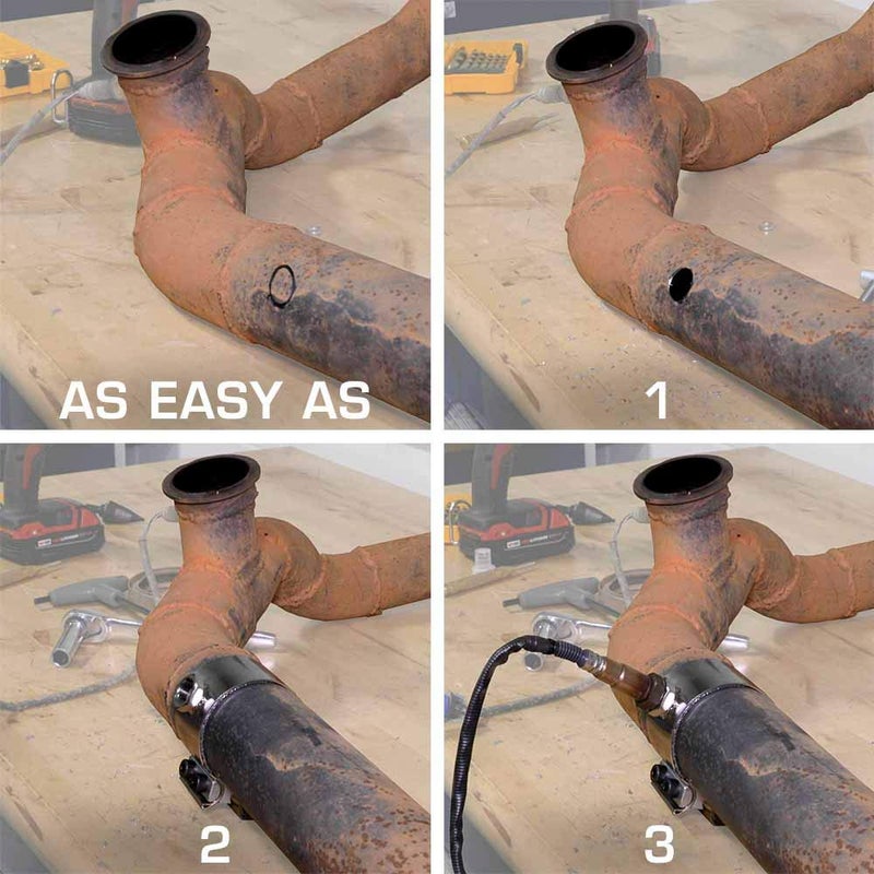 GlowShift 2-3/4" to 3" Clamp-On Wideband Oxygen Sensor Bung Adapter - No Weld Design - Image 3