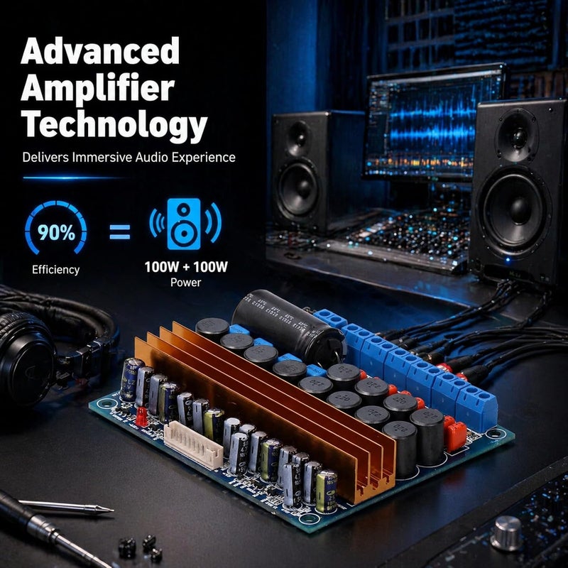 Digital Power Amplifier Board, 5.1 Channel Class D Audio Protection Module, DC18-24V - High Efficiency Audio Performance, Robust Overload Protection, Ideal for Home Theater - Image 3