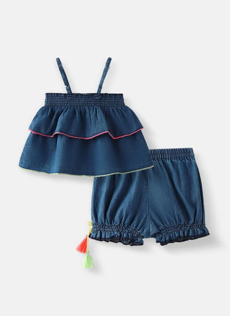 نوتيناتي طقم جينز بناتي من نوتيناتي مكون من بلوزة وشورت