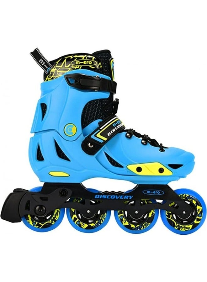 Micro Discovery Blue Inline Skates with Brake Set for Kids (37-40) | Adjustable Inline Roller Skates for Boys Kids & Girls | 7 to 14 Years UnisexOutdoor Skating Shoes | Skates for Kids|Outdoor Skating - Image 1