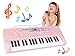 M SANMERSEN Upgraded 37 Key Kids Piano Keyboard with Microphone Music Toys for 3 4 5 6 Year Old Girls Gifts Pink - Image 2