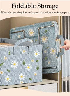 DUNISO 3 Piece Package Storage Box, Large Collapsible Foldable Storage Boxes with Two Handles, Strong Durable Steel support Organizer Basket Cube with Cover for Home, Bedroom, Closet, Office  - Image 2