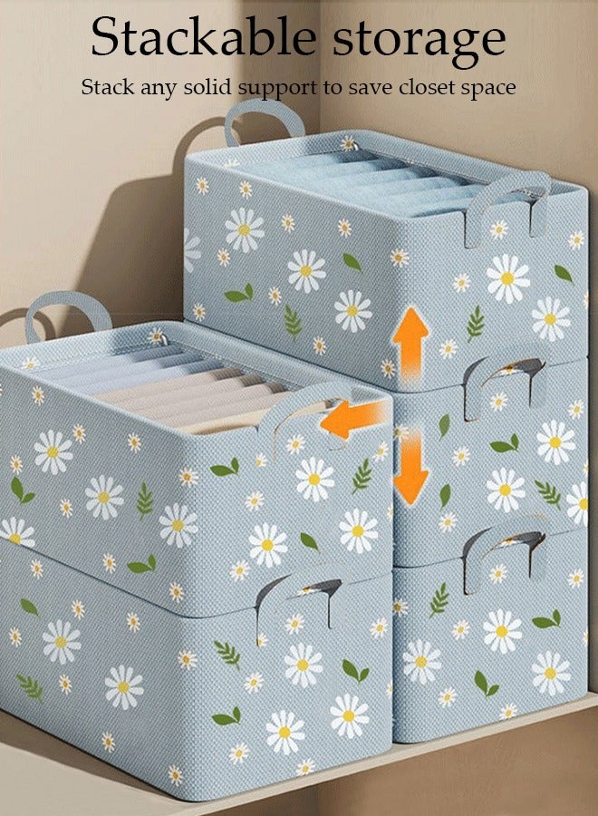 3 Piece Package Storage Box, Large Collapsible Foldable Storage Boxes with Two Handles, Strong Durable Steel support Organizer Basket Cube with Cover for Home, Bedroom, Closet, Office