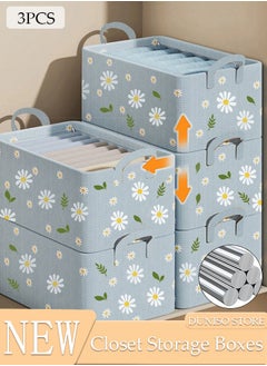DUNISO 3 Piece Package Storage Box, Large Collapsible Foldable Storage Boxes with Two Handles, Strong Durable Steel support Organizer Basket Cube with Cover for Home, Bedroom, Closet, Office  - Image 1
