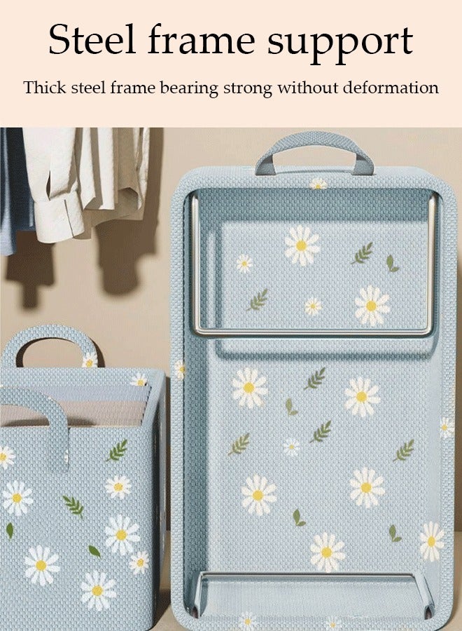 3 Piece Package Storage Box, Large Collapsible Foldable Storage Boxes with Two Handles, Strong Durable Steel support Organizer Basket Cube with Cover for Home, Bedroom, Closet, Office