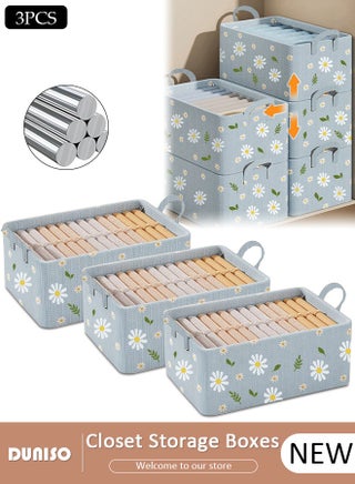 3 Piece Package Storage Box, Large Collapsible Foldable Storage Boxes with Two Handles, Strong Durable Steel support Organizer Basket Cube with Cover for Home, Bedroom, Closet, Office - pzsku/ZF9FCC6DC6EA5AFB61108Z/45/1753146345/876db843-2352-4762-8b7e-458849b42739