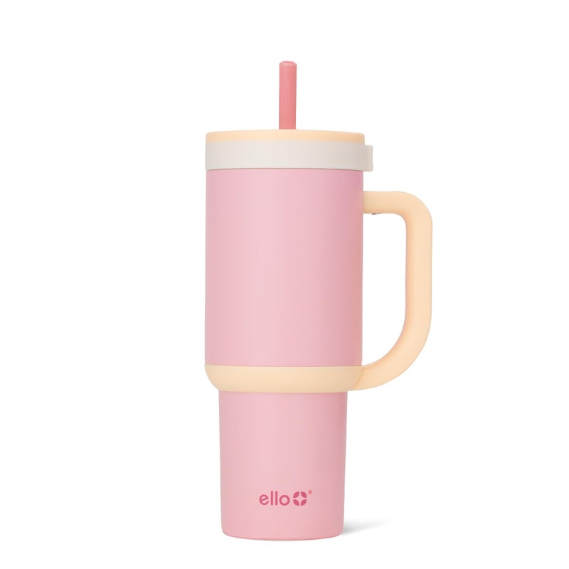 Ello Oasis 24 oz Tumbler with Handle & Retracting Straw | Reusable Insulated Stainless Steel Cup 100% Leakproof, Gifts for Teens Women Men | Keeps cold for 24 Hours, Cup Holder Friendly, Sunrise Glow - Image 1