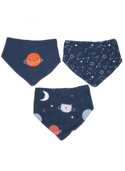 3Pcs Baby Burp Slobber Cloth Space Type Triangle Pure Cotton Dribble Bib for 3-24 MonthsSpace