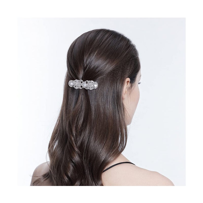 EVER FAITH Austrian Crystal Wedding Hair Accessories CZ Flower Tear Drop Bridal Hair Barrette Clip for Women Clear Silver-Tone - Image 2