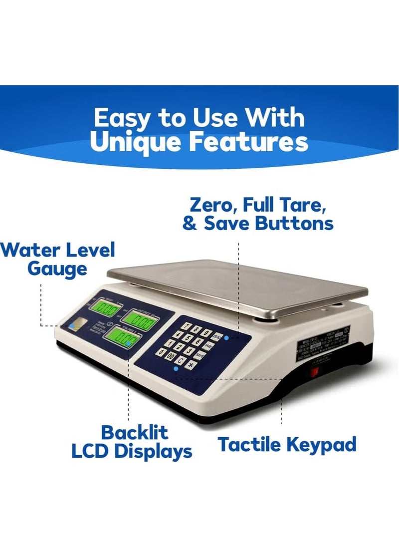 Generic - Digital Scale for Commercial Use, Dual LCD Display, Stainless Steel Platform, Rechargeable Battery, Ideal for Fruits, Vegetables, Meat, and Produce - Image 1