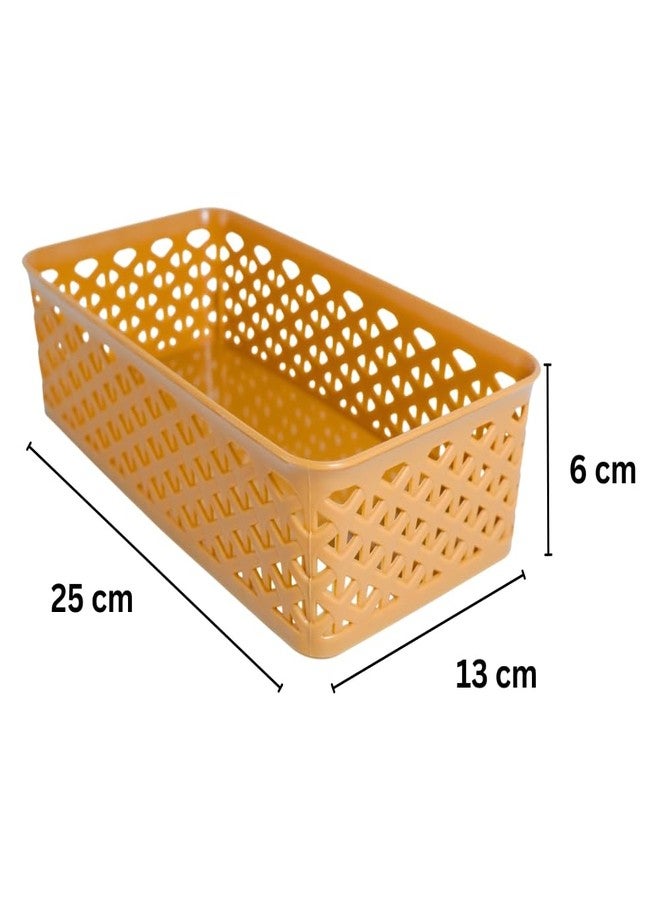 Morvi Libra-2 Multi-Purpose Plastic Storage Basket|Stackable Organizer Tokri For Home,Kitchen,Bathroom & Office|Ideal For Toys,Clothes,Cosmetics,Stationery|Set Of 3|Peach Coffee Grey - Image 2