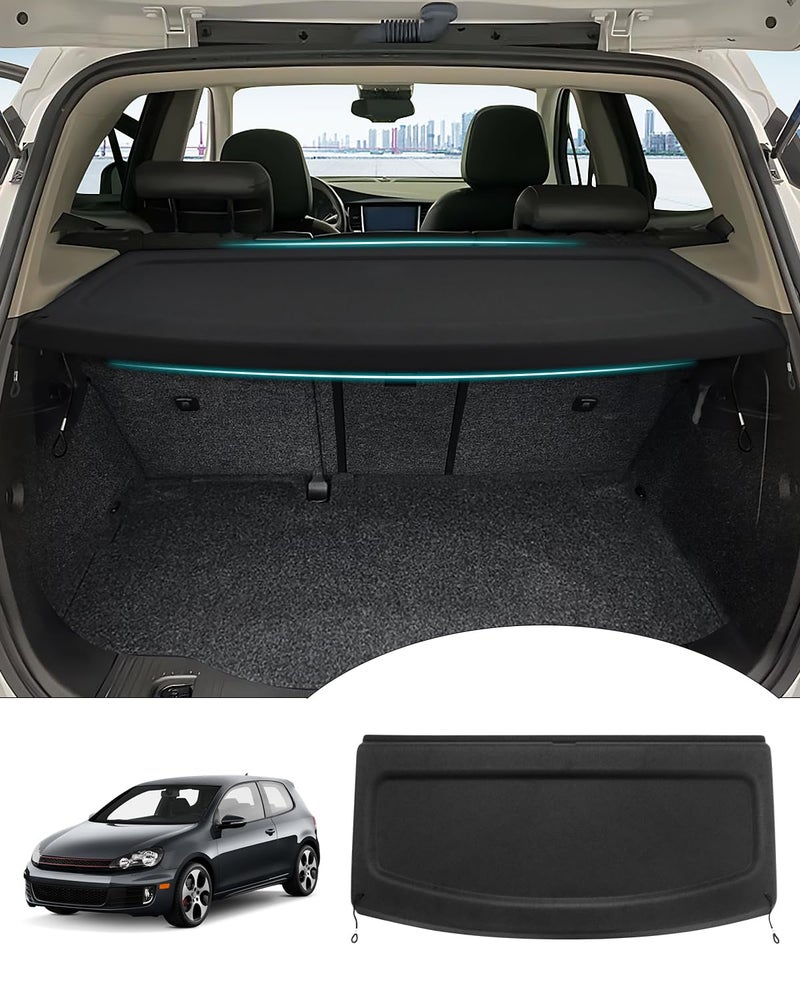 Powerty Cargo Cover for Volkswagen Golf GTI Mk6 2010 2011 2012 2013 2014 Trunk Cover Retractable Trunk Shielding Shade Accessories for VW Golf 6 Cargo Luggage Cover No Gap
