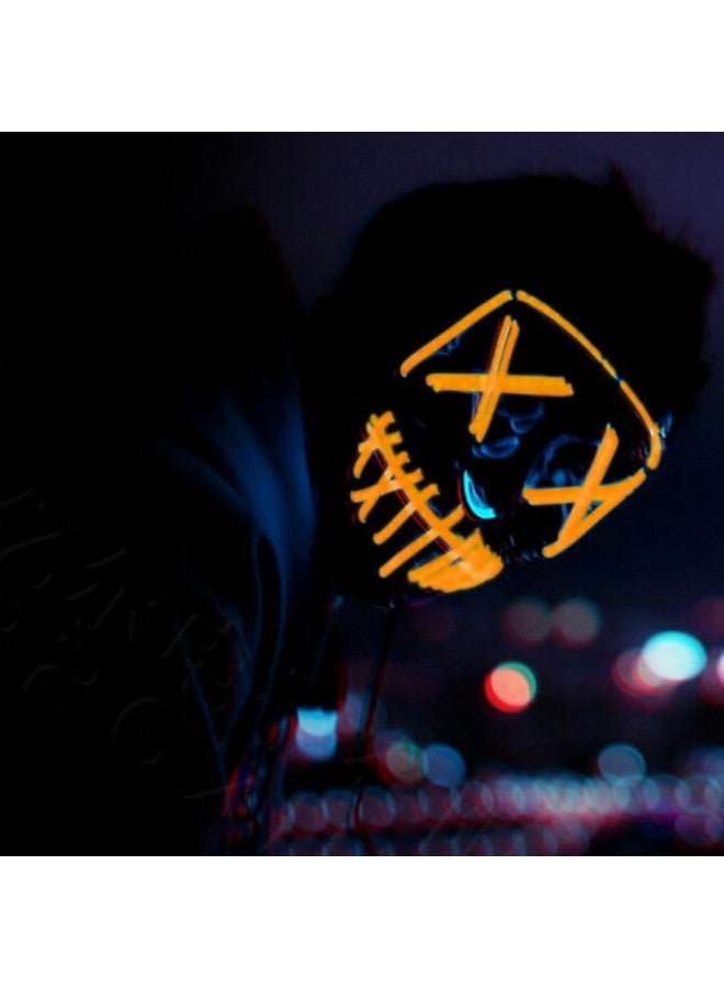 Party Propz Party Propz Led Light up Ghost Mask - Joker Mask for Men | Radium Mask for Men | Call of Duty Ghost Mask | Neon Light Hacker Mask | Money Heist Full Face Mask | Red Criminal Mask | Masquerade Mask for Men (Yellow) - Image 3