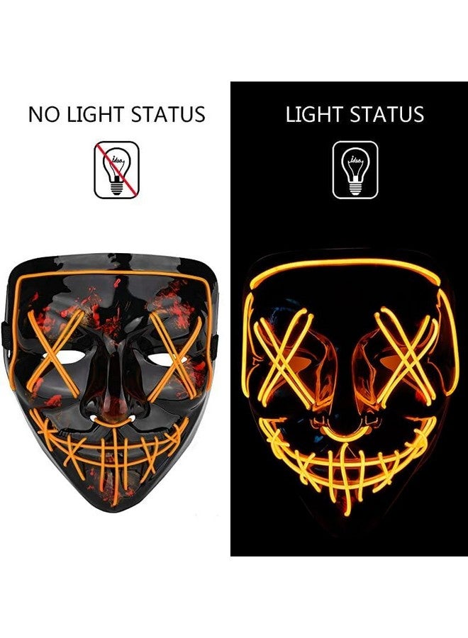 Party Propz Party Propz Led Light up Ghost Mask - Joker Mask for Men | Radium Mask for Men | Call of Duty Ghost Mask | Neon Light Hacker Mask | Money Heist Full Face Mask | Red Criminal Mask | Masquerade Mask for Men (Yellow) - Image 5