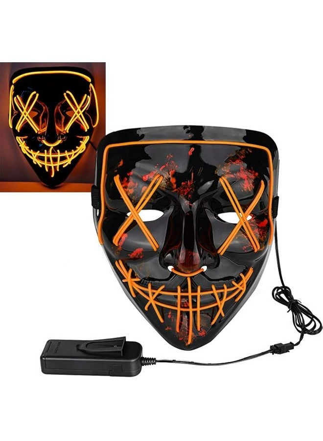 Party Propz Party Propz Led Light up Ghost Mask - Joker Mask for Men | Radium Mask for Men | Call of Duty Ghost Mask | Neon Light Hacker Mask | Money Heist Full Face Mask | Red Criminal Mask | Masquerade Mask for Men (Yellow) - Image 1